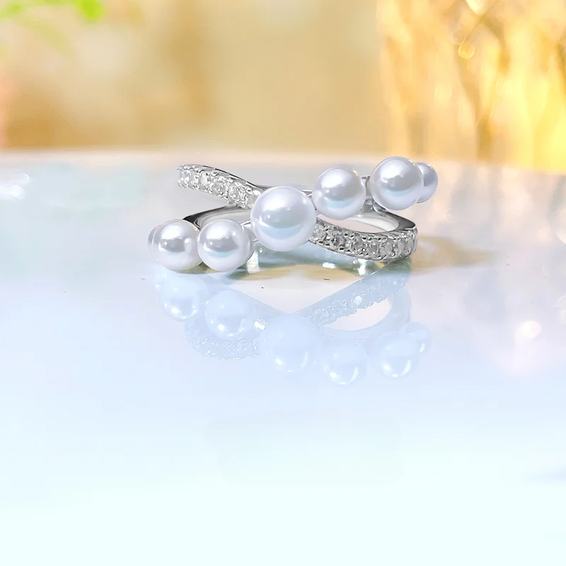 Женское кольцо из серебра 925 пробы с французским жемчугом