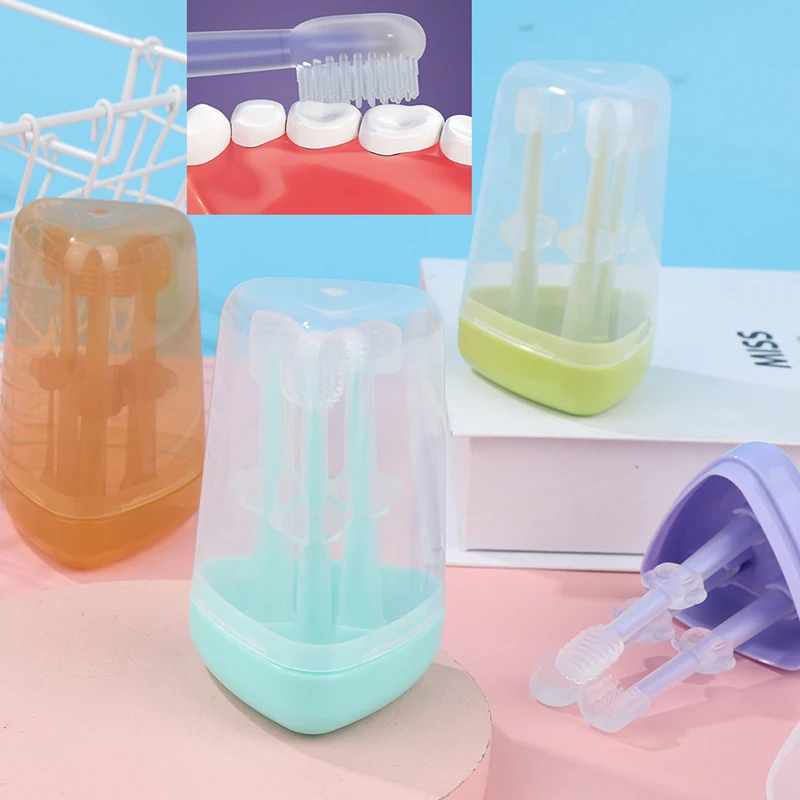 3 шт. детская Силиконовая зубная щётка для детей 0-18 месяцев