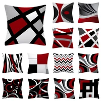 45x45cm red series geometric pillowcase abstract pachwork line square cushion cover sofa car waist throw pillowslip home decor