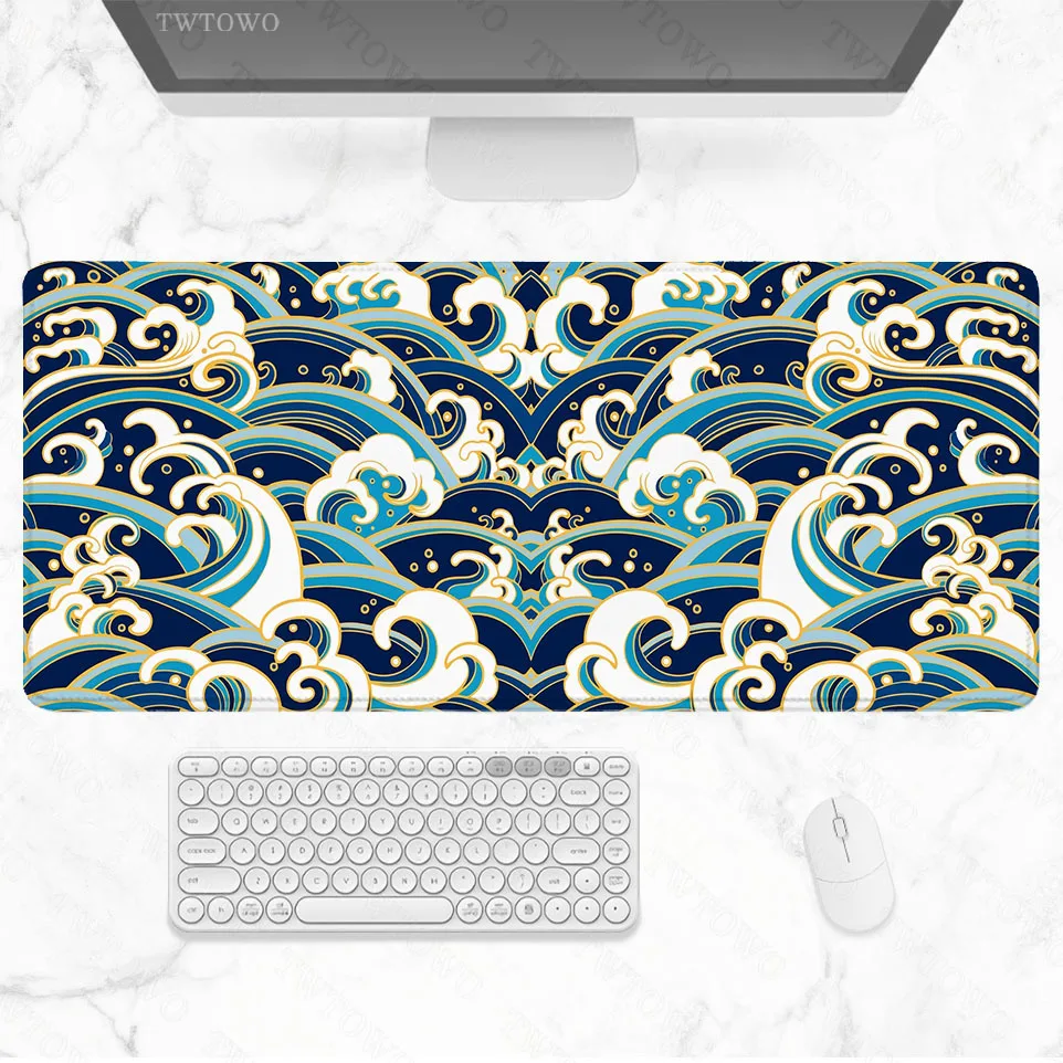 

Blue Waves Mouse Pad Gaming XL HD Computer Home Mousepad XXL Mouse Mat Soft Office Natural Rubber Non-Slip PC Desktop Mouse Pad