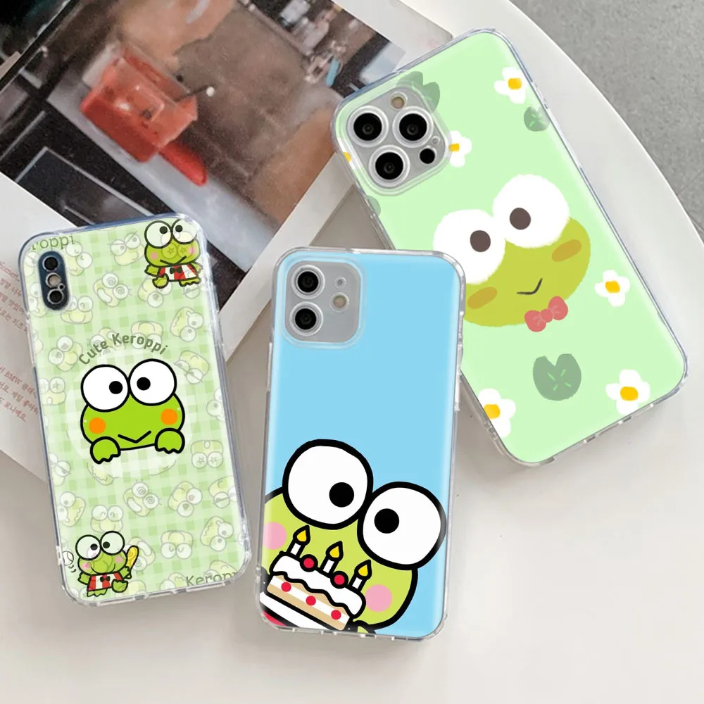 Прозрачный чехол Kerokero Keroppi для iPhone 15 Pro 16 5 5S SE Max