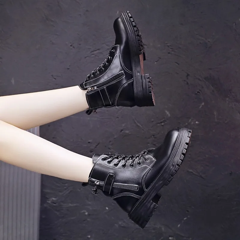 

short Boots Women's Autumn Women's Shoes Western Style2022New Thick Bottom Heightening Trend Fashion Fried Street Women's Boots