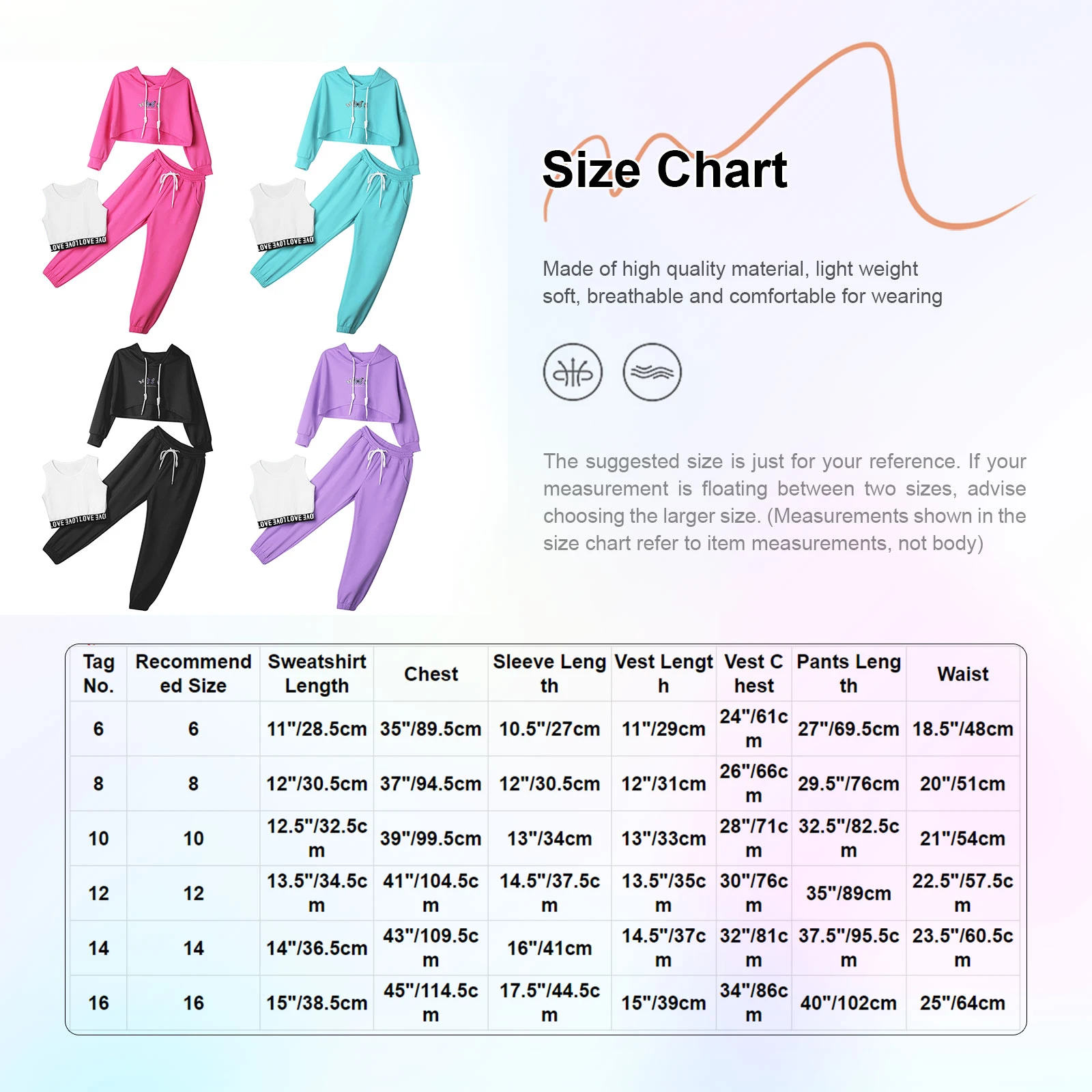 Комплект спортивной одежды для девочек свитшот с капюшоном и длинными рукавами в