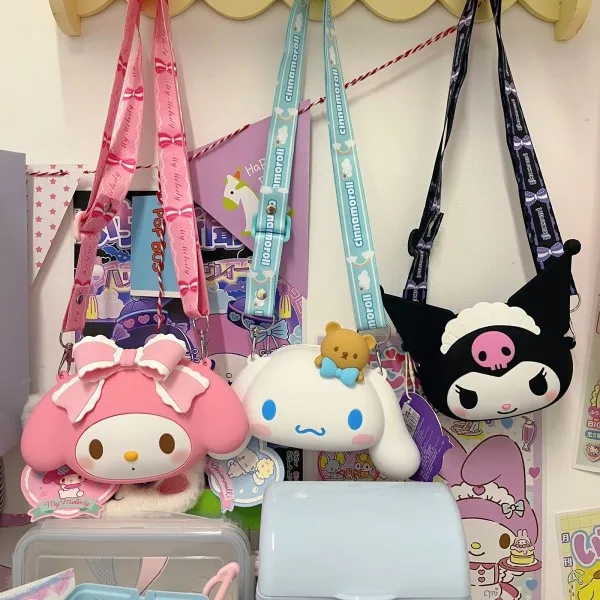 

Kawaii Sanrios Silicone Small Bag Cartoon Kuromi Small Wallet Anime Mymelody Cute Storage Bag Girl Birthday Present