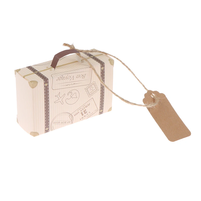 

20pcs Mini Travel Suitcase Candy Box Kraft Paper Chocolate Favor Gift Box Packaging Bag Wedding Birthday Party Decoration