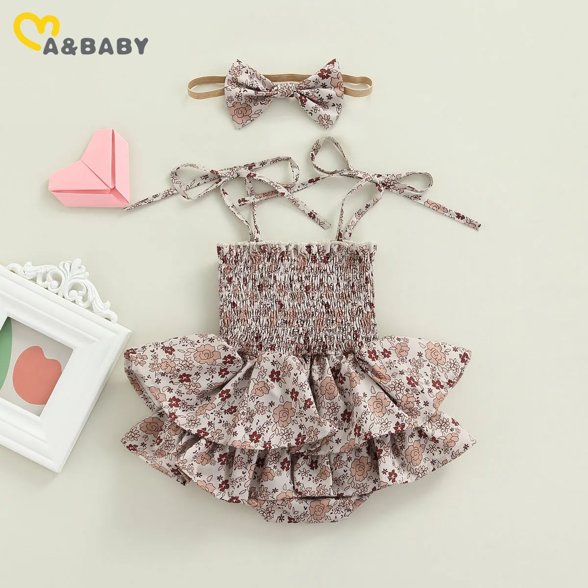 

ma&baby 0-18M Newborn Infant Baby Girls Romper Floral Print Ruffle Jumpsuit Playsuit Summer Clothing Sleeveless Sunsuit Overall