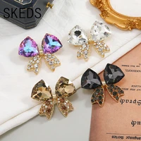 skeds korean style rhinestone bow brooches pins for women girls fashion wedding party suit accessories brooch pin bowknot pin