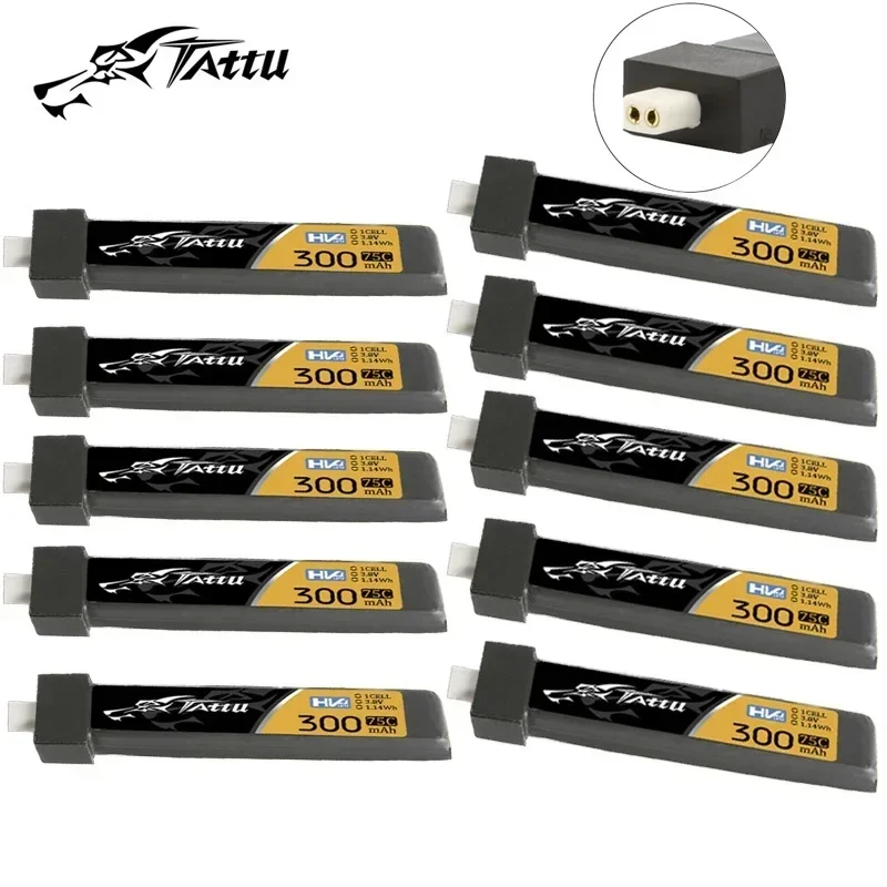 1-10Pcs Upgrade TATTU 75C 1S 300mAh 3.8V Lipo Battery For RC Helicopter Quadcopter FPV Racing Drone Parts With BT2.0 BATTERY