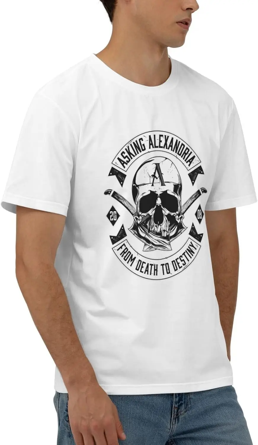 Мужская хлопковая рубашка с коротким рукавом и принтом Александрии