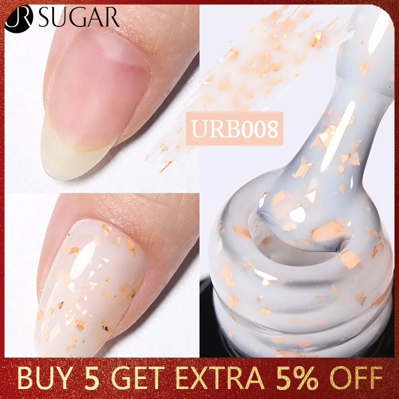 UR SUGAR 7ml Gold Glitter Rubber Base Gel Polish Milky Jelly White Pink Soak Off UV LED Self-leveling Gel Varnish Manicure