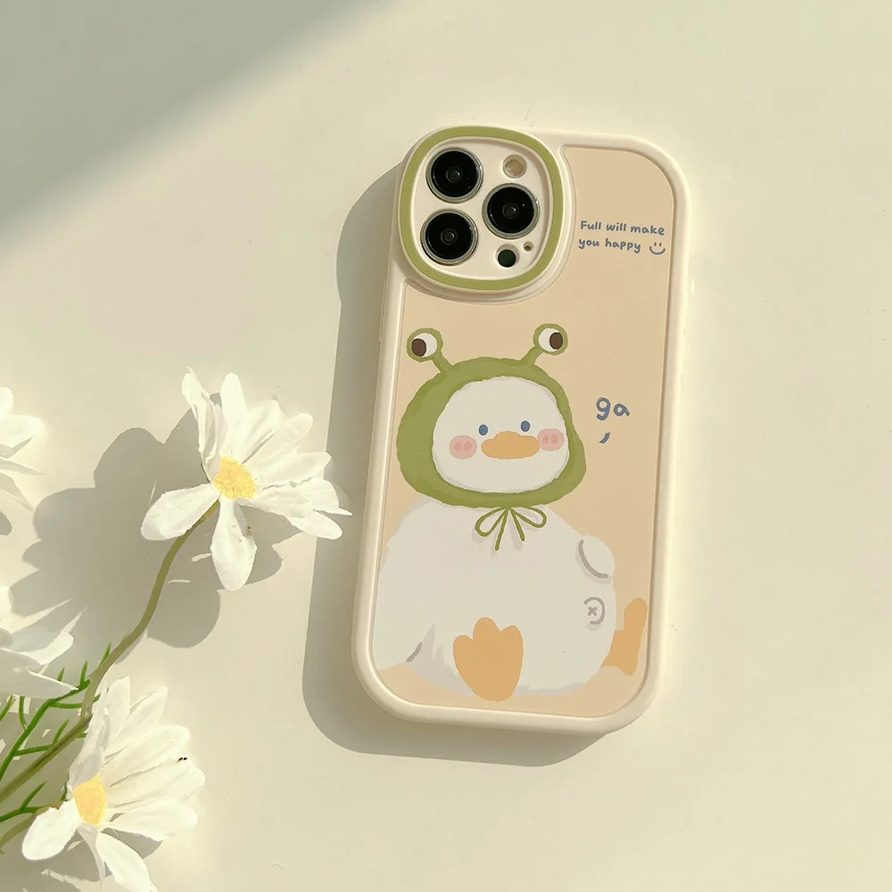 Cute Duck Lens Turnkey Silicone Frosted Soft Shell Case For iphone14 Pro 11 12 13 Max X XS XR SE 7 8 Plus Fashion New Products