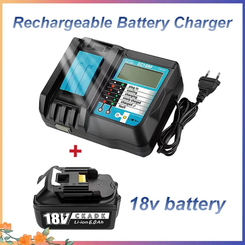 

Аккумуляторная батарея Bl1860 6000 мАч + зарядное устройство, литий-ионная батарея для 18 в 6 Ач Bl1840 Bl1850, электроинструмент для зарядки, резервная б...