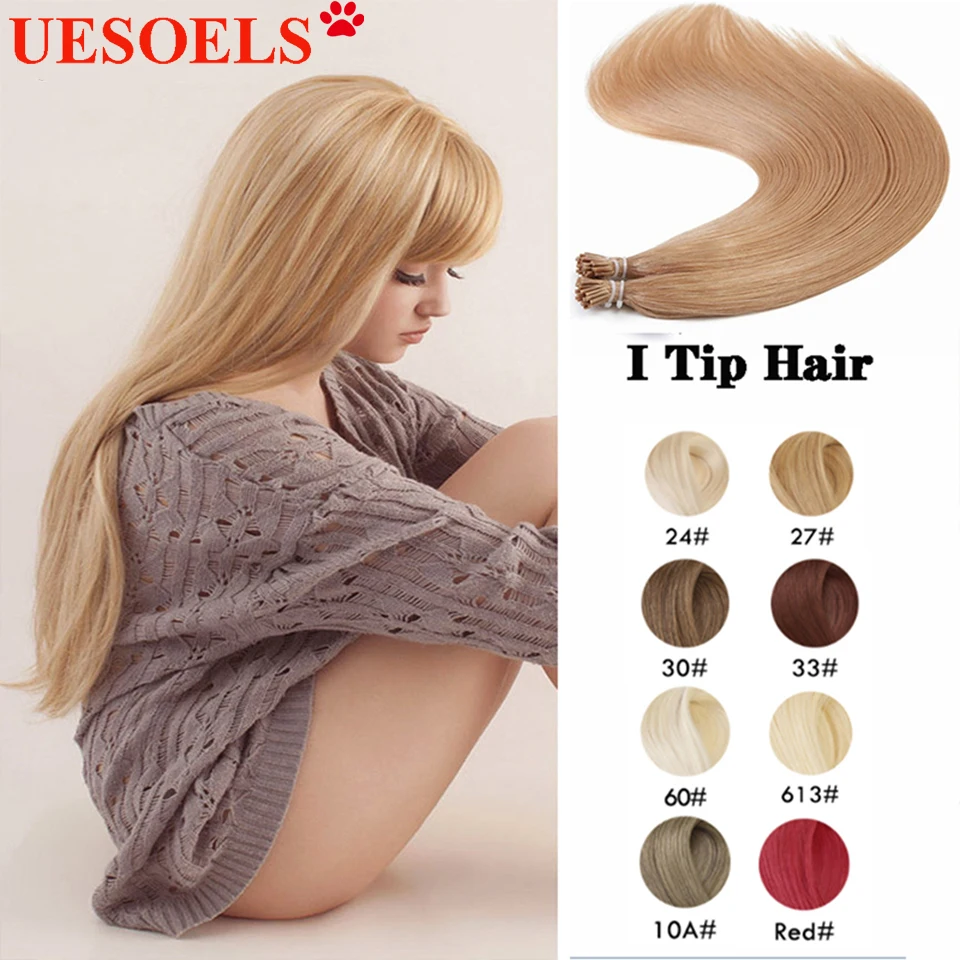 

Uesoels Hair 16"40g 16"-26" 50g Blonde Straight Brazilian I-Tip Hair Extension 100% Remy Human Hair For White Women Wholesale