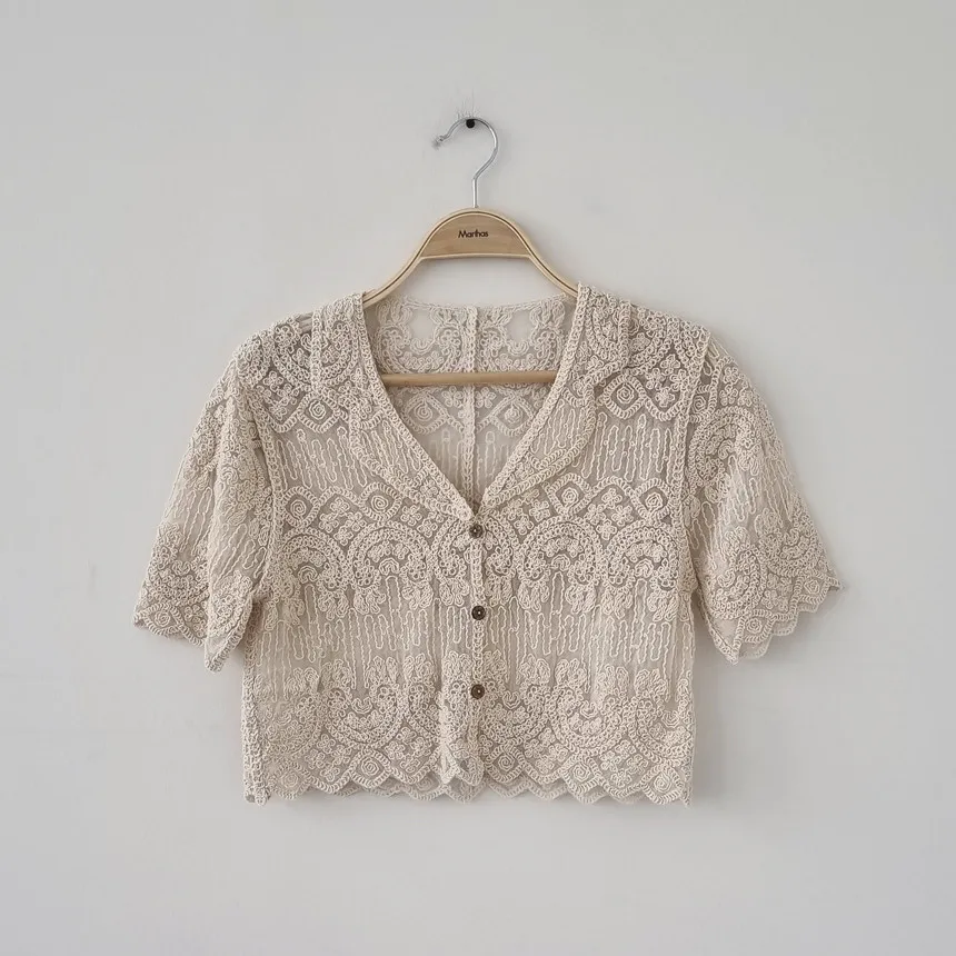 Модная элегантная кружевная блузка на пуговицах в Корейском стиле женская