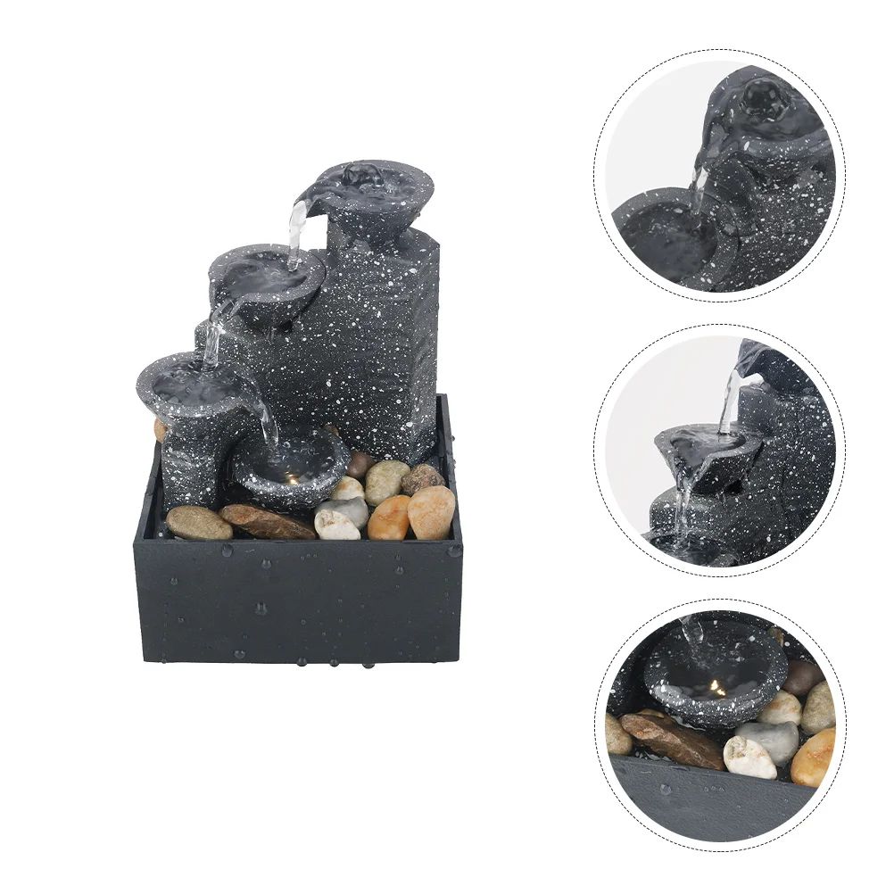 

Fountain Water Decor Artificial Waterfall Tabletop Indoor Mini Home Desktop Zen Fountains Powered Desk Decorative Décor Stone