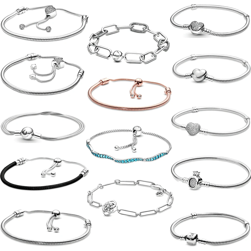 

Original 100% Sterling Silver Ladies Beaded Bracelet Original Rose Gold Charm Bracelet Bracelet Luxury DIY Jewelry