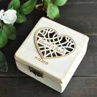 personalized wedding ring bearer box shabby chic ring box rustic wooden engagement box jewelry holder alternative heart ring box