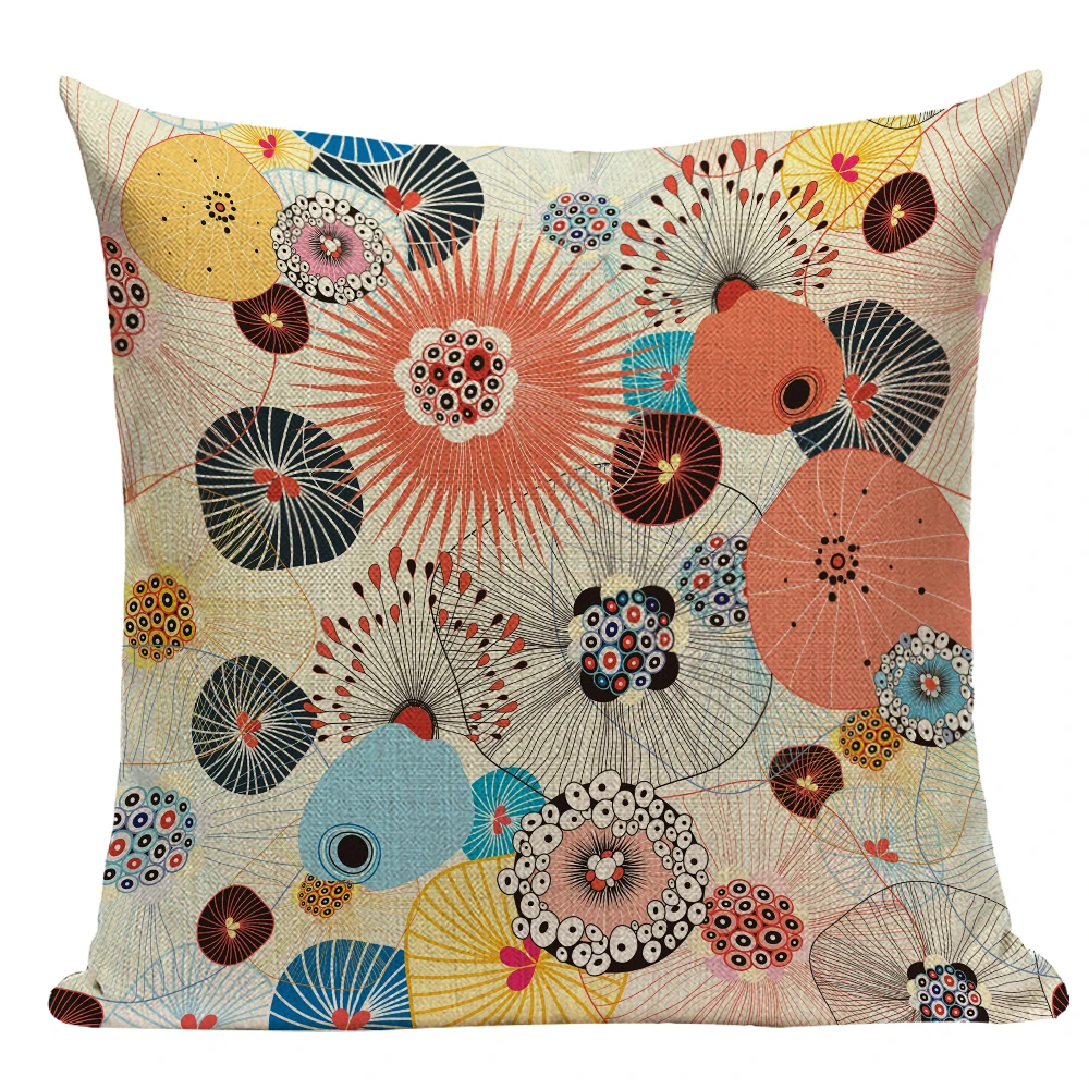 

Floral Upholstery Colorful Cushion Covers Pillowcase Home Decor Retro Decorative Pillows Creative Flower Sofas 45x45 Chair E2229