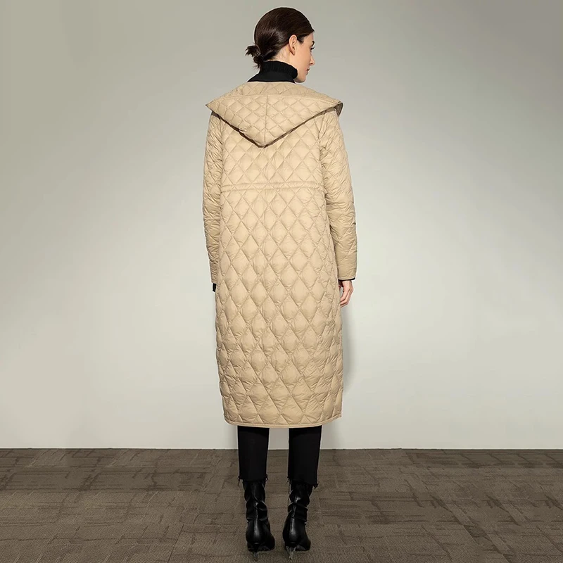 Винтажные толстые повседневные стеганые пуховики с капюшоном женская длинная