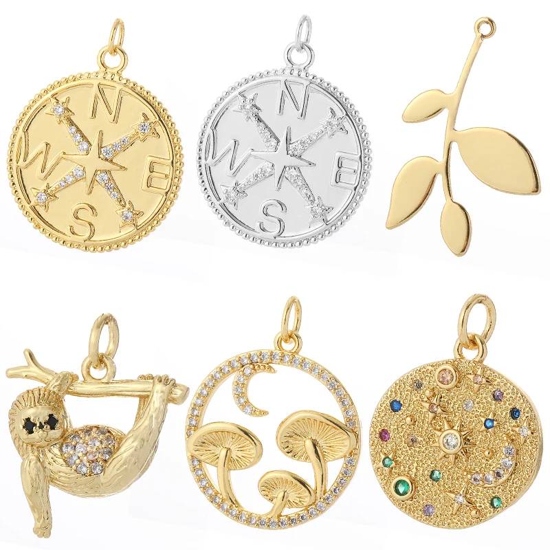 

Mushroom Star Monkey Designer Diy Pendant Necklace Charms Gold Color Cute Earrings Charms for Jewelry Making Supplies Butterfly