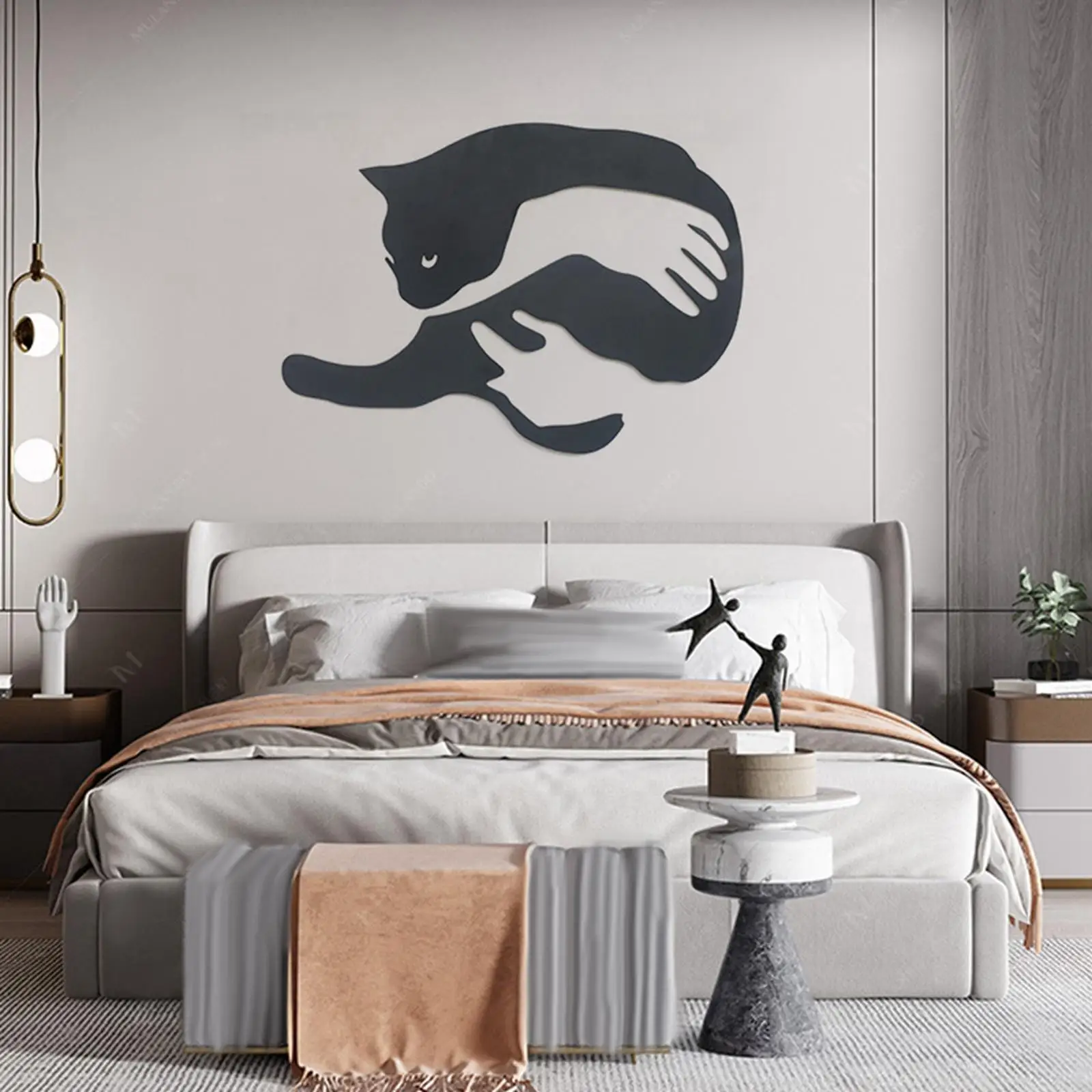 

Cat Metal Wall Art Decors Hanging Statues Silhouette Wall Sculptures Kitten for Outdoor Indoor Living Room Bedroom Park