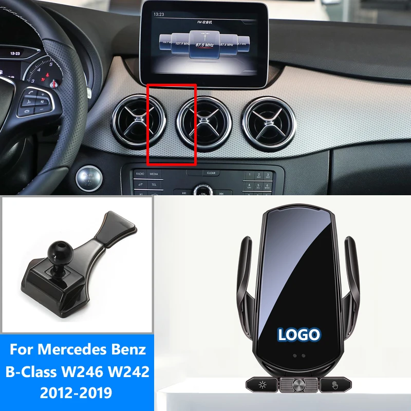 

Автомобильное зарядное устройство QI для Mercedes-Benz B-Class W246 W242 2012-2019 15 Вт, магнитный индукционный поворотный кронштейн на 360 градусов