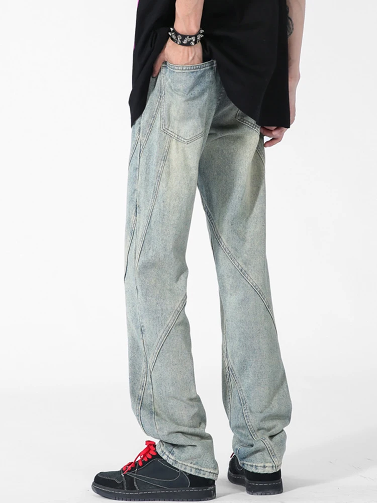 Men's Wear Spring New Denim Trousers Ground Straight Pants Fashion American High Street Wide Leg Jeans Vintage Y2k Men’s Jeans