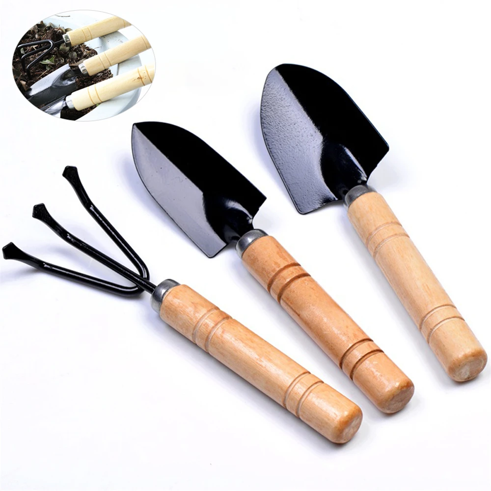 

3Pcs Garden Mini Cultivating Transplanting Kit Plants Seedling Succulent Transplanter Shovel Rake Spade Drilling Fertilize Tool