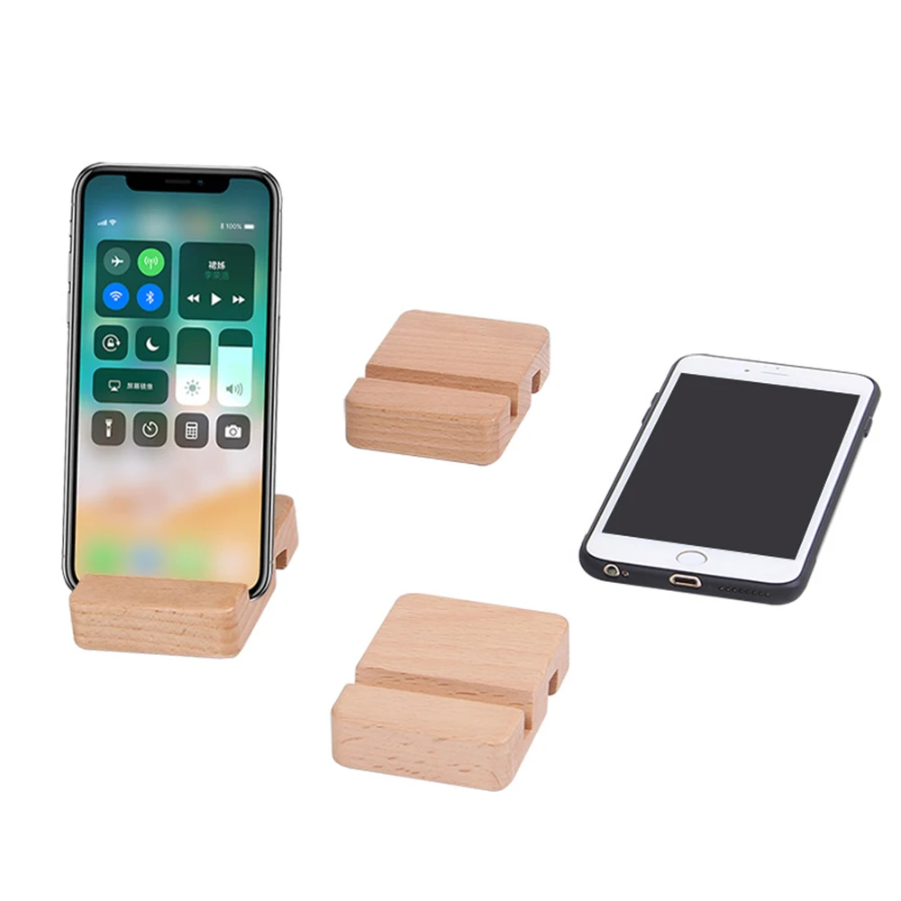 

Novel Wood Desk Holder Universal Simple Mobile Phone Holder For IPhone IPad Samsung Tablet Flat Bracket Stand Double Slot