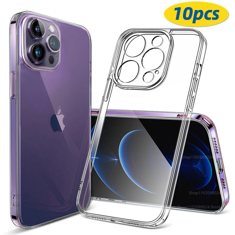 

10 шт. Прозрачный чехол для телефона iPhone 14 12 11 13 Pro Max, силиконовый мягкий чехол для iPhone 13 12 Mini 14 Plus, задняя Противоударная крышка