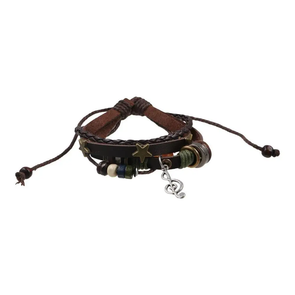 Крутой модный кожаный нишевый дизайн со звездами деревянные бусины ручная