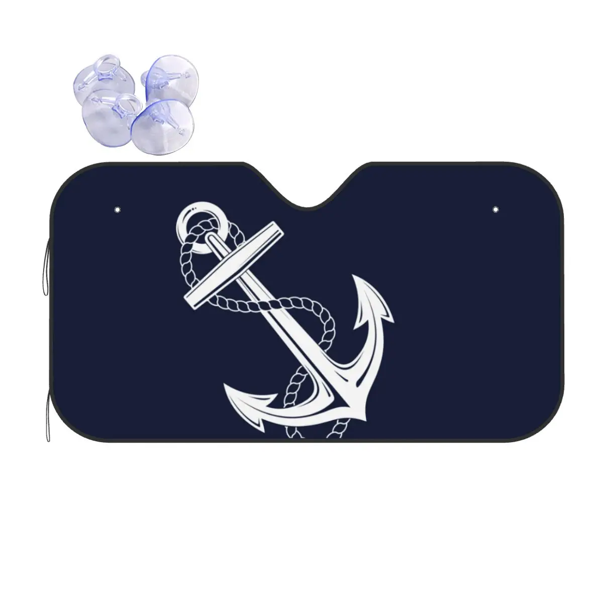 

Blue Nautical Anchor Rudder Navy Sunshade Windscreen Sailing Ships Marine Ocean Novelty Car Front Window Visor Sunshade Visor