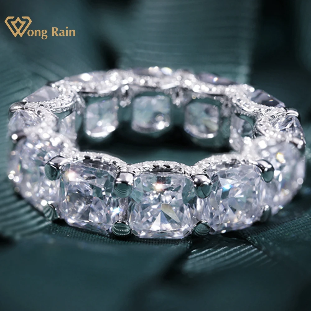 

Wong Rain Luxury 925 Sterling Silver 3EX VVS White Sapphire Gem Created Moissanite Row Diamond Ring for Women Gift Drop Shipping