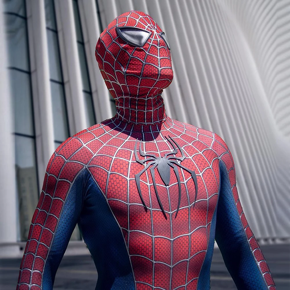 Классический Maguire Raimi SpiderMan косплей 3D логотип боди супергерой наряд Человек-паук