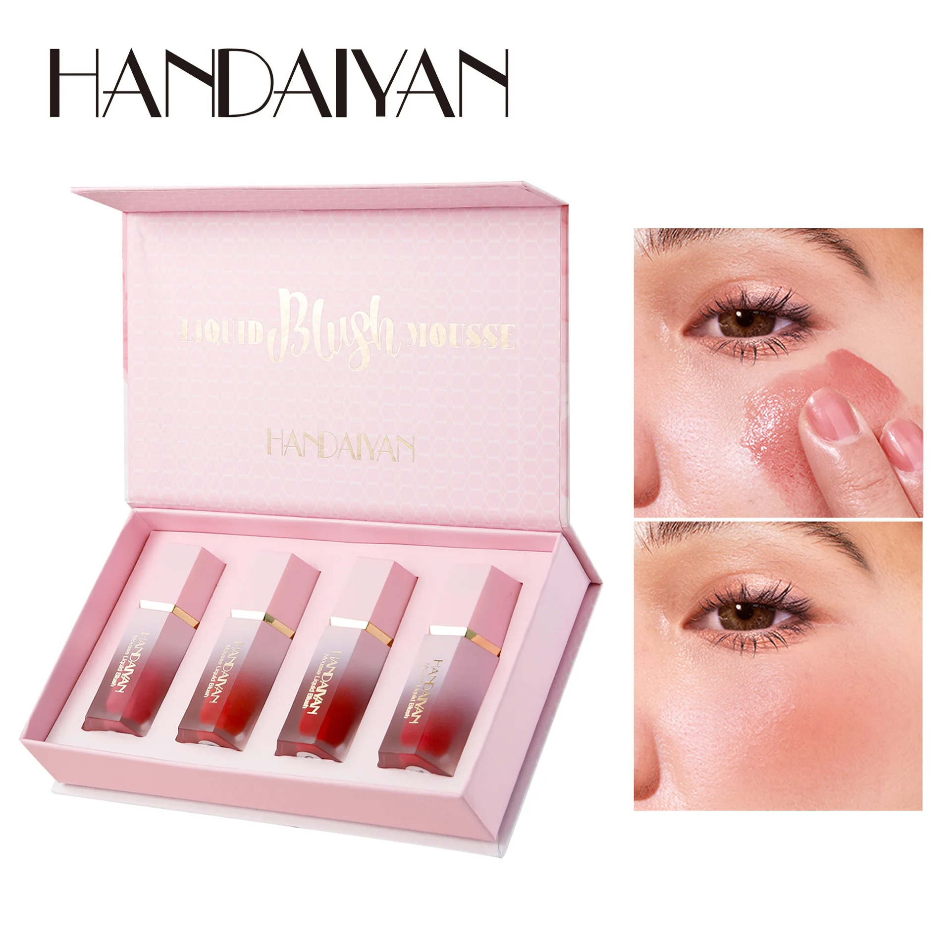 

4Colors Air Cushion Liquid Blush Set Face Contour Makeup High Gloss Glitter Rouge Cheek Matte Natural Blusher Tint Pink Cosmetic