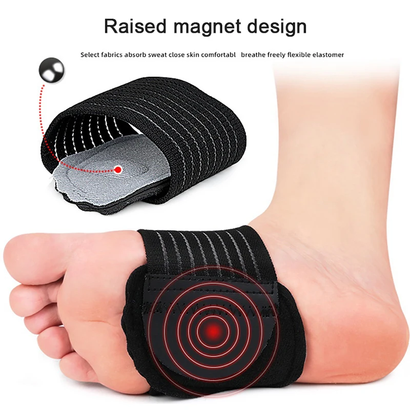 

1 Pair Magnet Shock Absorption Forefoot Pad Adjustable Elastic Bandage Arch Pad Support Insoles Shockproof Feet Cushioned