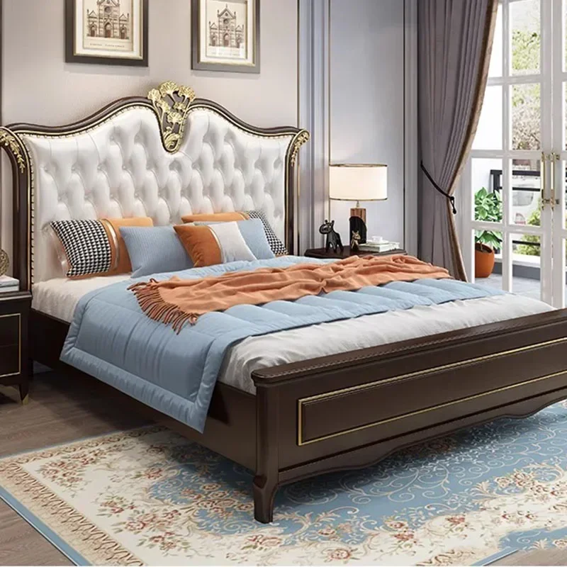 Современная мягкая европейская двуспальная кровать дизайнерская роскошная