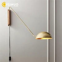 Reading Wall Lamp Rotatable Long Arm Modern Design Gold Black for Living room Sofa Lighting Wall Mounted with Wooden Base 96-240