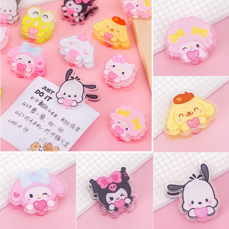 

Kawaii Sealing Clips Anime Cartoon Photo Card Holder Kuromi Stationery Test Paper Clip Snacks Sealing Clip Photo Card Holder
