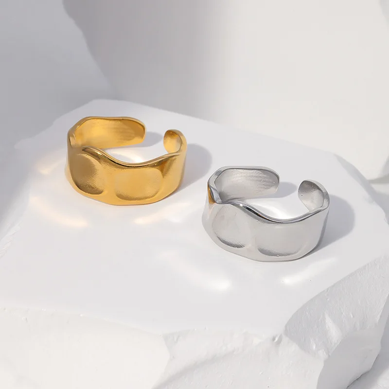 

Big Irregular Rings Neutral Stainless Steel Adjustable Opening Anillos Couple Birthday Gift Ins Punk Jewelry Envio Gratis