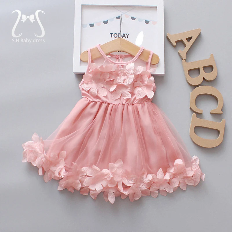 

Children Clothes Flower Fairy Baby Girl Party Dresses Summer Sweet Kid's Clothing Birthday Princess Mesh Dress
