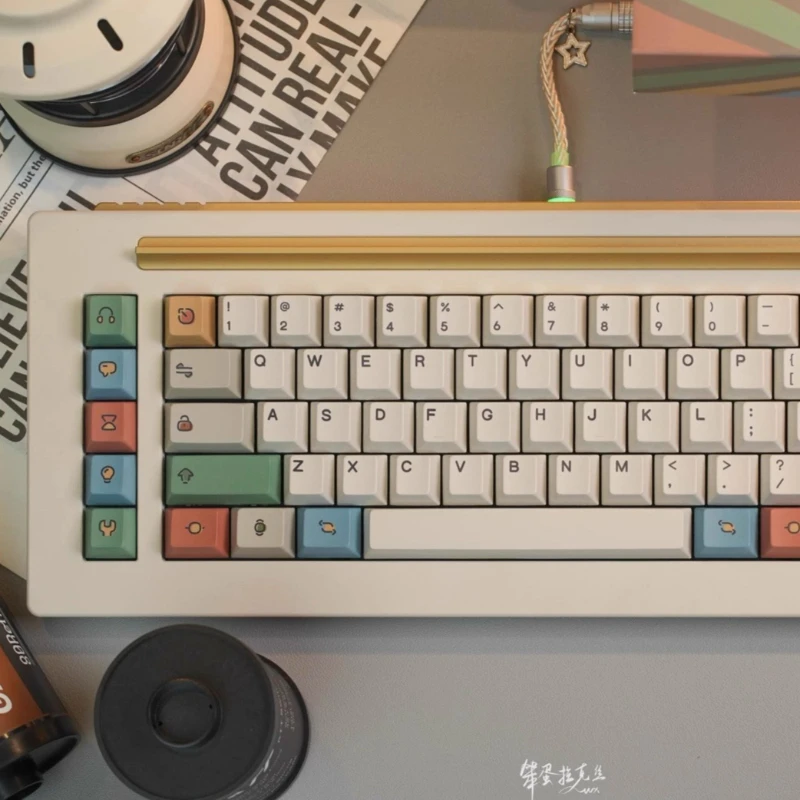 Фото Набор колпачков для клавиш IRetro, PBT Cherry Profile, оригинальные колпачки для клавиш ручной работы на заказ, аксессуары для механической клавиатуры, подарок «сделай сам» №2