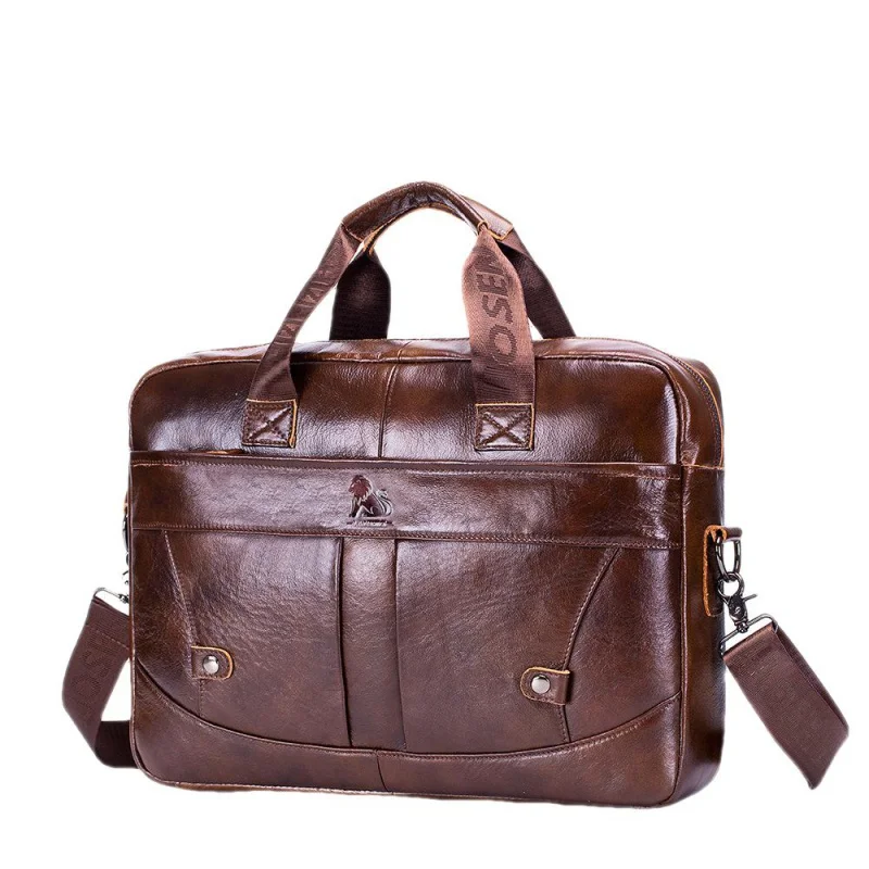 Vintage Genuine Leather Briefcases Men Business Laptop Bags Man Casual Travel  Handbags Male Crossbody Shoulder Bag