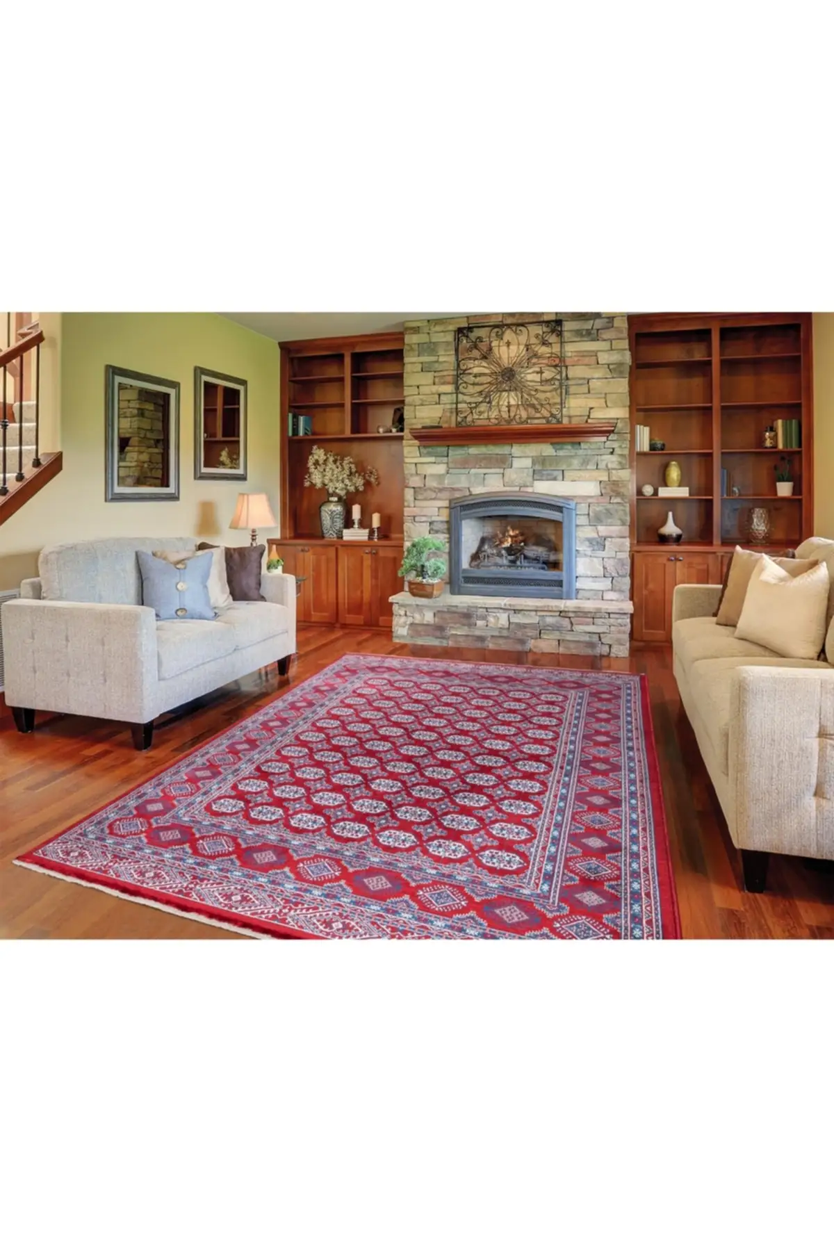 

Kazakh Red Blue Machine Made Carpet