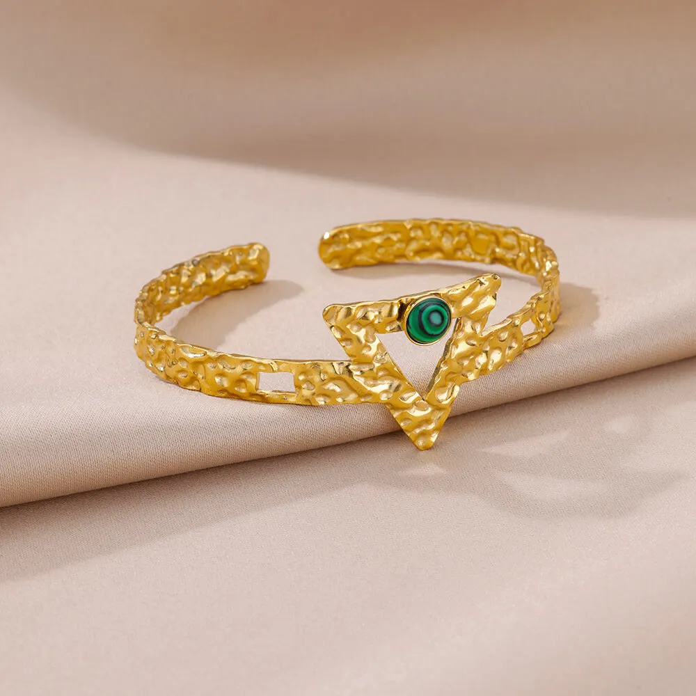 Модный треугольный бирюзовый браслет для женщин регулируемый из нержавеющей