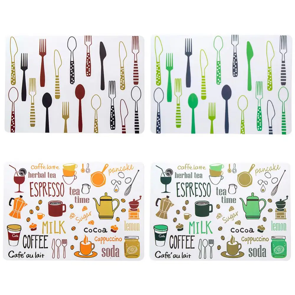 

ПВХ креативный Настольный коврик с принтом, теплоизоляционный коврик, коврик для тарелок, кухонный водонепроницаемый нескользящий коврик для украшения дома и аксессуаров