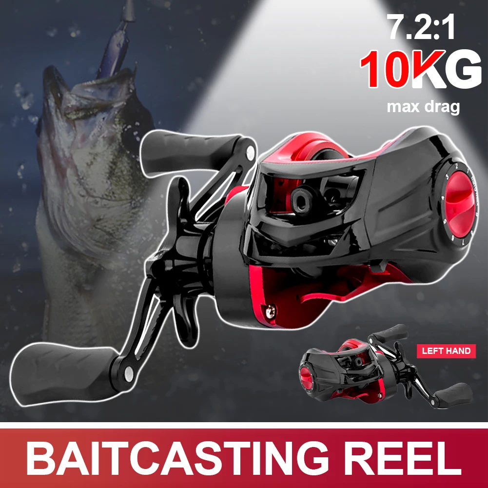 

Ultra-Light Fishing Reel 10KG Max Drag Baitcasting Reel 7.2:1 Gear Ratio Metal Spool 19+1 Ball Bearing Fishing Casting Reel