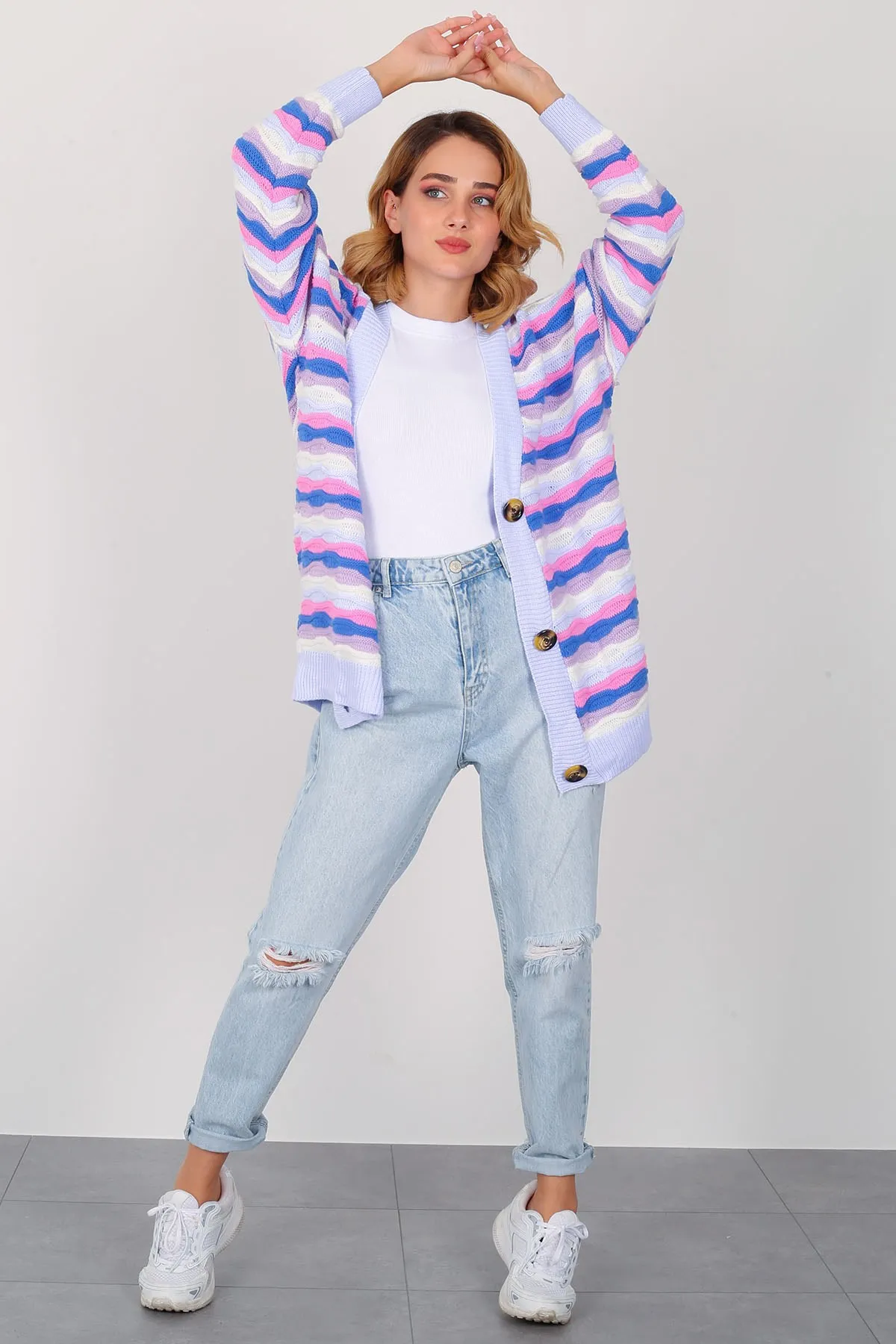 

Facette Female 2021334593 Purple Color Button Cardigan