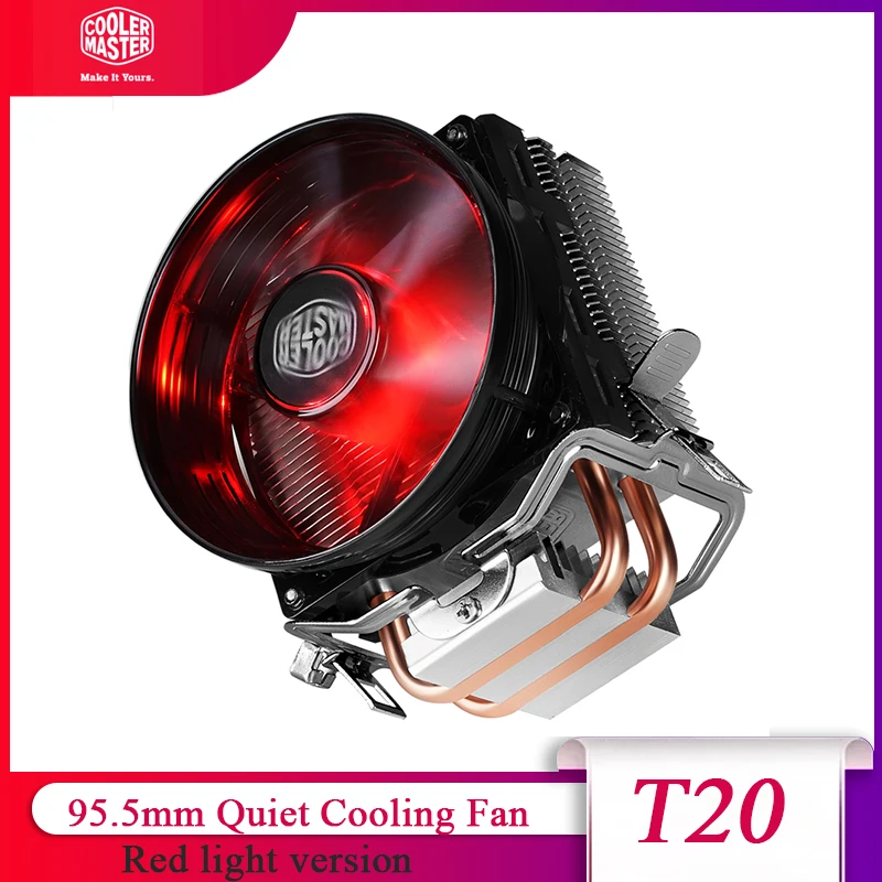 

Cooler Master T20 CPU Cooler 2 Heat Pipe CPU Radiator 95.5mm Quiet Cooling Fan For Intel LGA 115X 1151 1155 1156 1200 1700 AM4