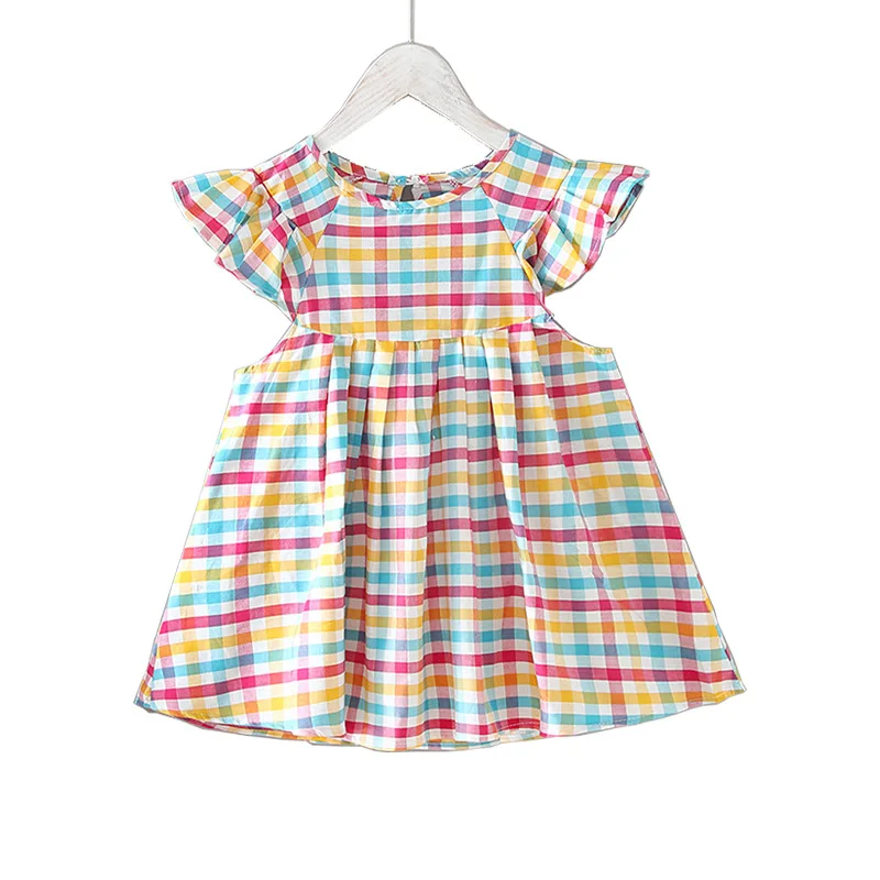 

18M-6Years Baby Girls Dresses for Party and Wedding Princess Dresses Spring Summer Cotton Plaid Toddler Girls Birthday Clothing